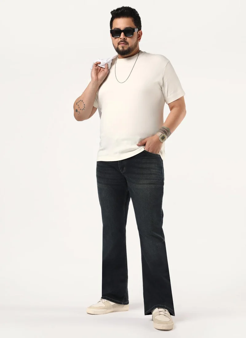 Urbano Fashion  Urbano Plus Men's Carbon Blue Bootcut Fit Mid Rise Heavy Washed Jeans Stretchable for Men | Best Price UAE